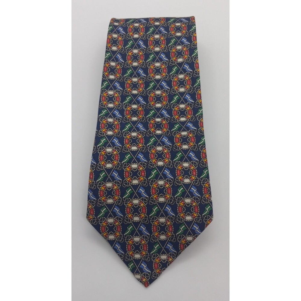 Brooks Brothers Silk Makers Necktie. Lifesavers & Maritime Flags Theme Men's Tie